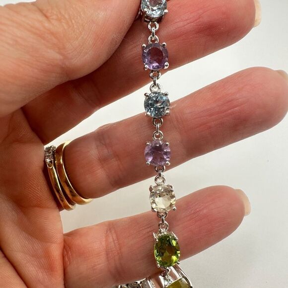 NWOT 7" One-of-a-kind Multi-gemstone and sterling silver bracelet! - Picture 9 of 16